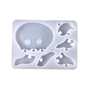 DIY Food Grade Silicone Animal Puzzle Molds, Resin Casting Molds, For UV Resin, Epoxy Resin Craft Making, Octopus Pattern, 107x155x14mm