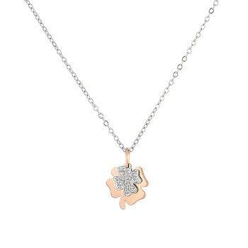 Heart Butterfly Clover Pendant Necklace, 304 Stainless Steel Cable Chain Necklaces for Women