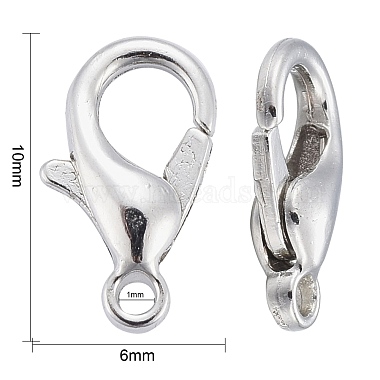 Platinum Plated Zinc Alloy Lobster Claw Clasps(X-E103-P-NF)-4