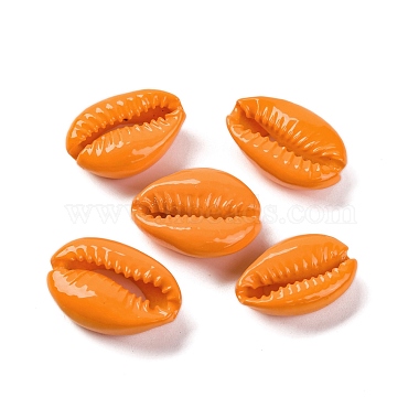 Dark Orange Shell Shape Cowrie Shell Beads