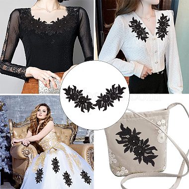 Computerized Embroidery Polyester Floral Lace Collar(DIY-WH0321-87A)-7