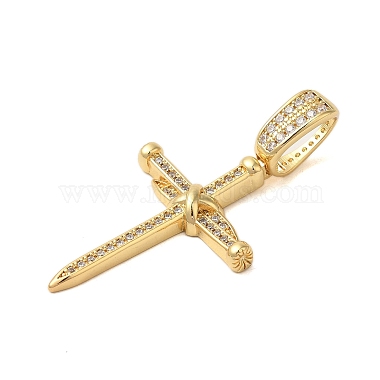 Rack Plating Brass Micro Pave Clear Cubic Zirconia Perdants(KK-C067-01B-G)-2