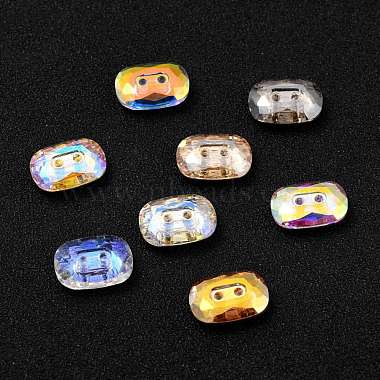 2-Hole Rectangle Glass Rhinestone Buttons(BUTT-D001-K)-2