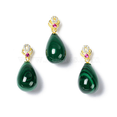 Golden Teardrop Malachite Pendants