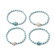 4Pcs 4 Style Dyed Synthetic Turquoise Starfish & Turtle Beaded Stretch Bracelets Set for Women(BJEW-JB09337)-1