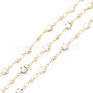 Brass & Enamel Link Chains, Long-Lasting Plated, Star, Unwelded, with Spool, Golden, 6~10.5x2.5~5x2mm, about 10.93 yards(10m)/roll(CHC-D029-10G)