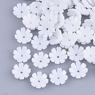 Opaque Resin Bead Caps, Multi-Petal, Flower, White, 10x10x3mm, Hole: 1.2mm(X-RESI-T040-032)