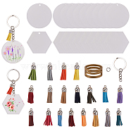 DIY Keychain, with Iron Split Key Rings, Iron Jump Rings, Faux Suede Tassel Pendant Decorations, Transparent Acrylic Blank Big Pendants and Brass Rings, Mixed Color(DIY-SC0009-71P)