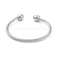 304 Stainless Steel Cuff Bangles, Torque Bangles, Twist, Stainless Steel Color, 2-1/4 inch(5.7cm)(BJEW-M284-12P)
