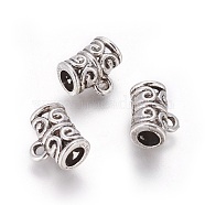 Tibetan Style Alloy Tube Bails, Loop Bails, Antique Silver, 9.5x11x6mm, Hole: 1.5mm, Inner Diameter: 4mm(PALLOY-F224-22AS)