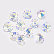 Faceted Glass Rhinestone Charms, Imitation Austrian Crystal, Cone, Crystal AB, 6x3mm, Hole: 1mm(RGLA-F049-6mm-001AB)
