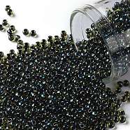 TOHO Round Seed Beads, Japanese Seed Beads, (244) Inside Color Topaz/Midnight Bl, 11/0, 2.2mm, Hole: 0.8mm, about 1110pcs/bottle, 10g/bottle(SEED-JPTR11-0244)