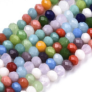Opaque Glass Beads Strands, Faceted, Rondelle, Mixed Color, 3x2mm, Hole: 0.7mm, about 191pcs/strand, 16.93 inch(43cm)(GLAA-N041-007)