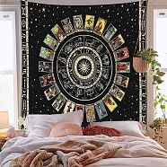 Polyester Tarot Pattern Trippy Wall Hanging Tapestry, Sun Moon Hippie Tapestry for Bedroom Living Room Decoration, Rectangle, Colorful, 1500x1300mm(TREE-PW0001-32A-05)