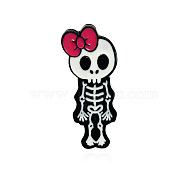Skeleton Safety Brooch Pin, Alloy Enamel Badge for Suit Shirt Collar, Girl, Skeleton, 30x12mm(JEWB-PW0001-009A)