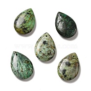 Natural African Turquoise(Jasper) Pendants, Teardop Charms, 25x17.5x5.5~6.5mm, Hole: 1.2~1.5mm(G-F729-03C)