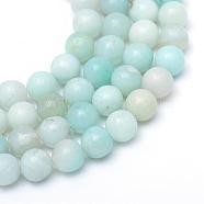 Round Natural Grade A Amazonite Bead Strands, 6mm, Hole: 1mm, about 65pcs/strand, 15.7 inch(G-R345-6mm-16)
