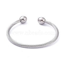 304 Stainless Steel Cuff Bangles, Torque Bangles, Twist, Stainless Steel Color, 2-1/4 inch(5.7cm)(BJEW-M284-12P)