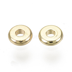 Brass Spacer Beads, Nickel Free, Flat Round, Real 18K Gold Plated, 4x1mm, Hole: 1.2mm(X-KK-S348-514-NF)