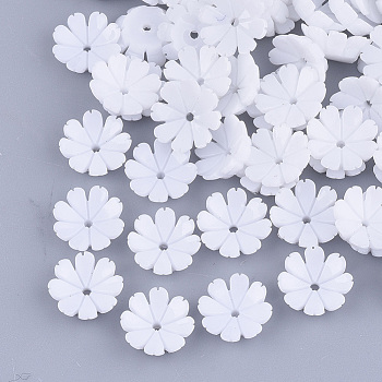 Opaque Resin Bead Caps, Multi-Petal, Flower, White, 10x10x3mm, Hole: 1.2mm
