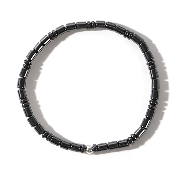 Stylish Column Non-Magnetic Synthetic Hematite Beads Stretch Bracelets for Men