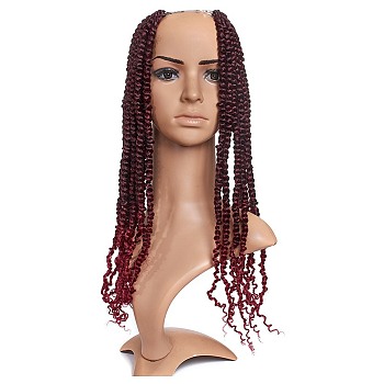 Pre-Twisted Passion Twists Crochet Hair, Pre-Looped Crochet Braids Synthetic Braiding Hair Extension, Low Temperature Heat Resistant Fiber, Long & Curly Hair, Burgundy, 18 inch(45.7cm)
