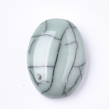 Resin Cabochons, Imitation Turquoise, Oval, Dark Sea Green, 14x10x4mm