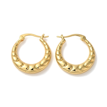 Rack Plating Brass Hoop Earrings for Women, Lead Free & Cadmium Free, Long-Lasting Plated, Real 18K Gold Plated, 23x4mm