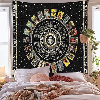 Polyester Tarot Pattern Trippy Wall Hanging Tapestry, Sun Moon Hippie Tapestry for Bedroom Living Room Decoration, Rectangle, Colorful, 1500x1300mm