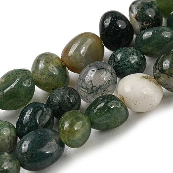 Natural Indian Agate Bead Strands, Tumbled Stone, Nuggets, 5~9x6~8x4.5~6mm, Hole: 0.8mm, about 51~58pcs/strand, 15.16''~15.35''(38.5~39cm)