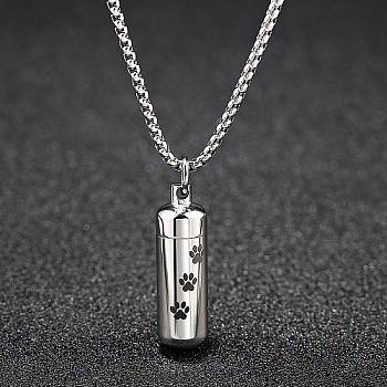 Stainless Steel Column Pendant Necklaces for Women, Urn Ashes Necklaces, Stainless Steel Color, no size
