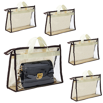 Non-woven Fabrics & PVC Hanging Bags, Dust Proof Storage Hangbag, Light Yellow, 225x325x5mm