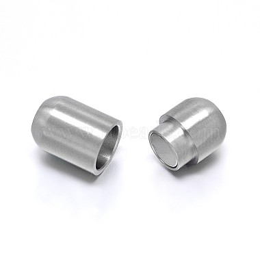 Barrel 304 Stainless Steel Magnetic Clasps with Glue-in Ends(STAS-D059-18C)-2