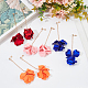 4 Pairs 4 Colors Acrylic Leaf Dangle Stud Earring(EJEW-AN0001-24)-7