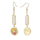Shell Pearl with Enamel Lemon Dangle Earrings(EJEW-TA00071)-2