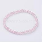 Natural Rose Quartz Beaded Stretch Bracelets, with Elastic Fibre Wire, 2-1/4 inch(55mm)(BJEW-JB02459-01)