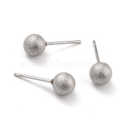 201 Stainless Steel Textured Ball Stud Earrings, Post Earrings with 304 Stainless Steel Pin for Women , Stainless Steel Color, 17x6mm, Pin: 0.7mm(STAS-Z039-01C-P)