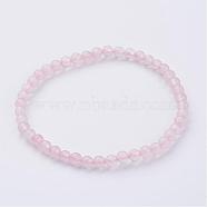 Natural Rose Quartz Beaded Stretch Bracelets, with Elastic Fibre Wire, 2-1/4 inch(55mm)(BJEW-JB02459-01)