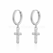 Stainless Steel Cross Earrings with Rhinestone for Women(QX9775-2)