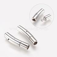 Tube 304 Stainless Steel Bayonet Clasps, Jewelry Findings, Stainless Steel Color, 28x5.5mm, Hole: 4mm(STAS-Q033-1)