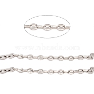 304 Stainless Steel Coffee Bean Chain, Unwelded, Stainless Steel Color, Link: 9x6x1.5mm and 7x4.5x1.5mm(CHS-F017-07A-P)
