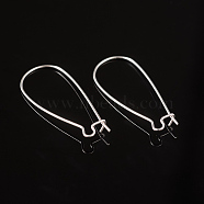 Silver Color Plated Brass Hoop Earrings Findings Kidney Ear Wires Making Findings, Lead Free and Cadmium Free, 20~21 Gauge, 33x14x0.7~0.8mm(X-EC221-S)