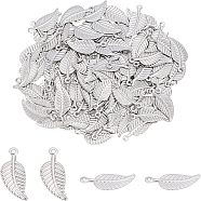 Unicraftale Stainless Steel Charms, Leaf, Stainless Steel Color, 14x6x0.5mm, Hole: 1mm, 120pcs/box(STAS-UN0020-62P)