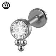 G23 Titanium Threadless Labrets, with Rhinestone for Women, Stainless Steel Color, Lollipop, 6mm(WG33C7B-31)