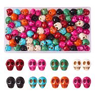 120Pcs 8 Colors Synthetic Turquoise Beads, Dyed, Top Drilled, Skull, Mixed Color, 12x10x11mm, Hole: 1mm, about 15pcs/color(TURQ-SZ0001-01)