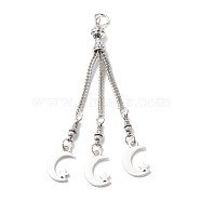 Tibetan Style Alloy Curb Chain Tassel Big Pendants, Antique Silver & Platinum, Antique Silver & Platinum, 83x2mm, Hole: 5mm, Pendant: 16.5x11x1mm(FIND-I025-01C)