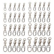40Pcs 8 Styles Brass & 304 Stainless Steel Fishing Fast Snap Clips, Quick Change Connectors, Platinum & Stainless Steel Color, 20~43x6~12x3~8mm, Hole: 3~7mm & 5.2~11x3.8~8.3mm, 5pcs/style(FIND-GO0001-20)