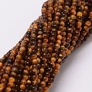 Natural Tiger Eye Beads Strands, Round, 2mm, Hole: 0.5mm, about 190pcs/strand(X-G-N0205-01B-2mm)