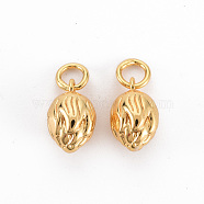 Brass Charms, Nickel Free, with Jump Rings, Flower Bud, Real 18K Gold Plated, 11x7mm, Hole: 3mm, Jump Rings: 5x1mm, 3mm inner diameter(KK-N233-098-NF)