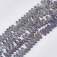 Electroplate Glass Beads Strands, Leaf, Slate Blue, 11x7x4mm, Hole: 0.8mm, about 140pcs/strand, 23.6 inch(EGLA-T017-01K)